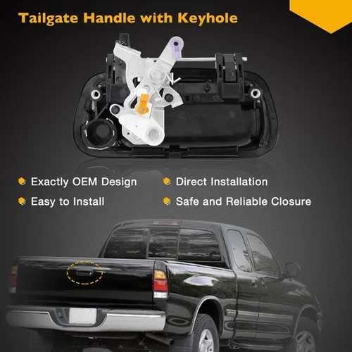 Miniatura 3 de Gledewen Manija para Portón Trasero y Cerradura con Llave para 2000-2006 Toyota Tundra Reemplaza# 69090-0C010 69090-0C030-C0