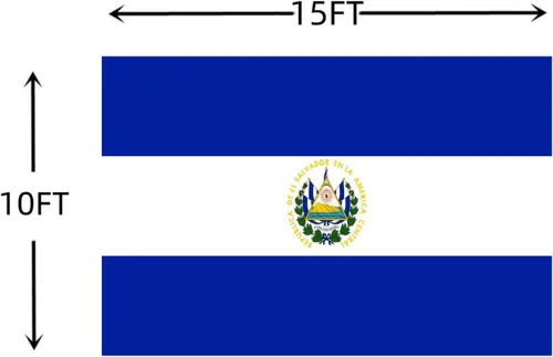 Miniatura 2 de Bandera de El Salvador de 10 x 15 pies, color vivo, todo clima, banderas nacionales salvadoreñas de doble costura, banderas de poliéster con anillo