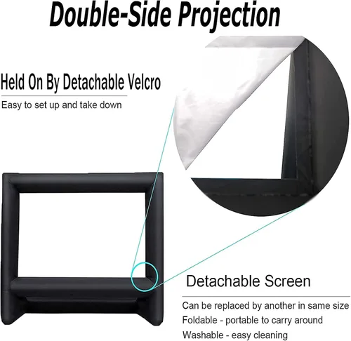 Miniatura 6 de Proyector inflable de 24 pies, pantalla de película para exteriores e interiores, pantalla de proyección de cine portátil, con soplador de aire