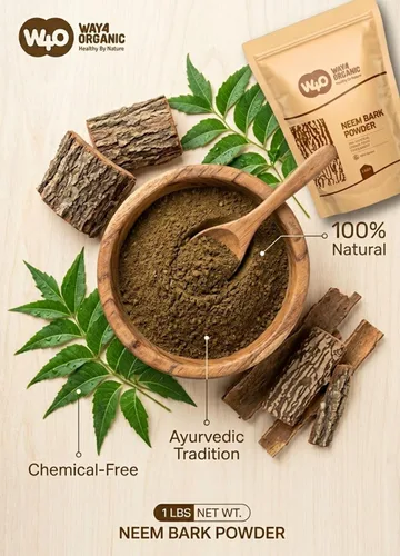 Miniatura 3 de Way4Organic Polvo de corteza de neem de 16 onzas (1 libra), soporte dental y digestivo, polvo de dientes, totalmente natural