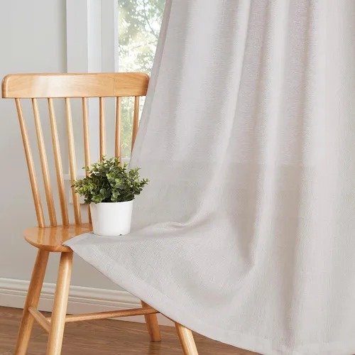 Miniatura 4 de Enactex Cortinas plisadas de lino con textura de 25 x 95 pulgadas, cortinas semitraslúcidas con pestañas traseras, filtrantes de luz, para sala