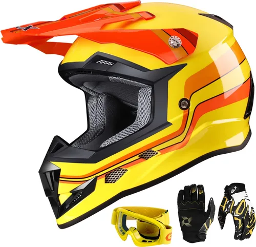 Miniatura 9 de GLX GX623 - Combo de casco de motocross y ATV para jóvenes, rojo retro, talla S, DOT Rojo (Retro Red)