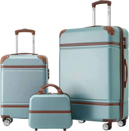 Miniatura 509 de Merax Juegos de equipaje de mano en maleta aprobada por aerolíneas, estuche rígido con ruedas giratorias expandibles, Negro