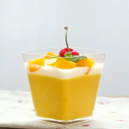 Miniatura 7 de Jnnzzggu 50 piezas de tazas de postre cuadradas de plástico mini, tazas de aperitivo de parfait de 3.5 oz de plástico transparente para postres