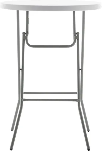 Miniatura 5 de BTExpert Mesa Plegable de Plástico de Granito Blanco Redonda de 32" Altura de Barra de 43" Mesa Comercial Portátil Mesa de Banquete Tarjeta Café