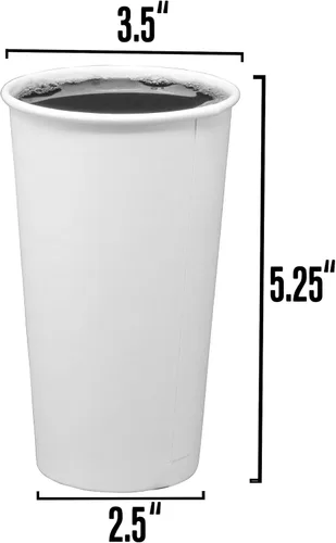 Miniatura 2 de Juego de tazas de café blancas – Paquete de 100 tazas de café desechables con tapas de 16 onzas, perfecto para bebidas calientes, expreso, latte