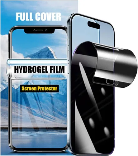 Miniatura 14 de LOOKSEVEN Paquete de 2 protectores de pantalla de hidrogel de privacidad para iPhone 15 Pro, película protectora de TPU de alta sensibilidad