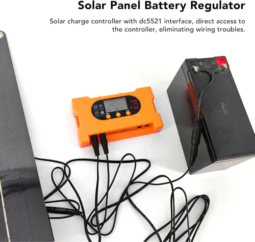 Miniatura 2 de Controlador de carga solar Dual USB tipo C de carga rápida Panel solar Regulador de batería Dc5521 Interfaz 12v/24v Adaptación automática (10A)