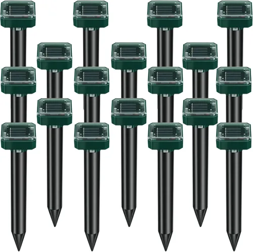 Repelente de topos para césped, repelente de topos con energía solar, repelente ultrasónico, impermeable, estacas de serpiente para exteriores,