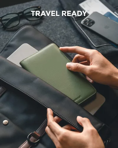 Miniatura 5 de VULKIT Billetera para pasaporte, con bloqueo RFID, cartera de viaje para hombres y mujeres