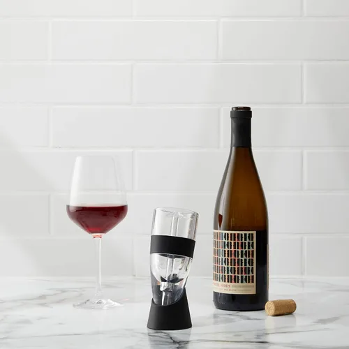 Miniatura 2 de Houdini Aireador de vino tinto con base, 6 pulgadas, negro/plateado