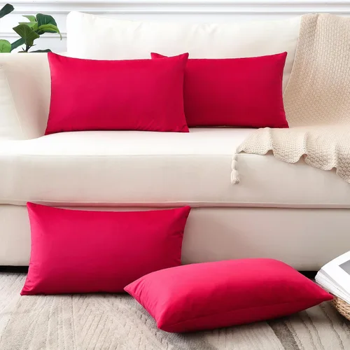 Miniatura 35 de OTOSTAR Juego de 4 fundas de almohada decorativas de terciopelo suave, fundas de cojín lumbares sólidas, fundas de cojín lujosas para sofá