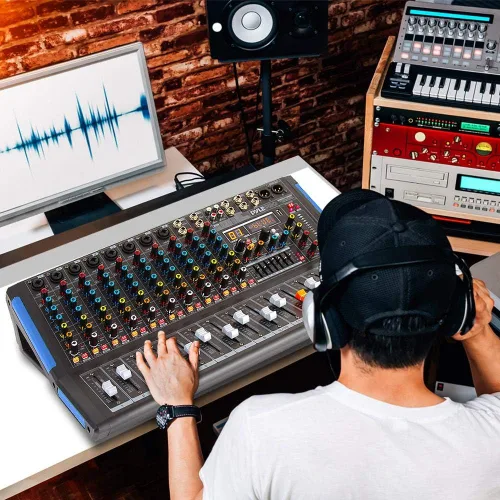 Miniatura 6 de Pyle - Mezclador de audio de estudio Bluetooth de 4 canales - Interfaz controladora de sonido DJ con unidad USB para entrada de grabación de PC