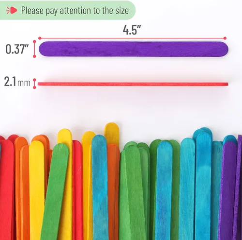 Miniatura 3 de Mr. Pen - Palitos de paletas de colores, palitos de madera de colores arcoíris para manualidades, paquete de 200, 4.5 pulgadas