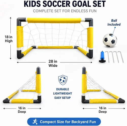 Miniatura 5 de Juego de portería de fútbol para niños con pelota, bomba y red, juguete deportivo portátil al aire libre para diversión de verano, fácil