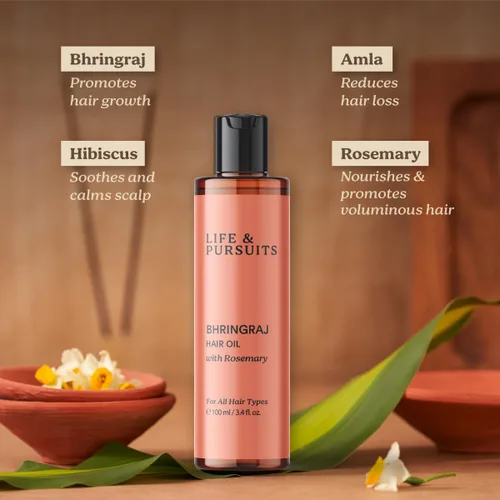 Miniatura 2 de Life & Pursuits Bhringraj Aceite para el crecimiento del cabello, 3.4 onzas líquidas, terapia natural del cuero cabelludo ayurveda para hombres