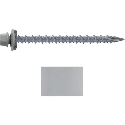 Miniatura 67 de 10 tornillos para techos de metal gris ABC de 2-1/2 pulgadas, cabezal de arandela hexagonal, arranque automático/roscado, arandela EPDM. 1 bolsa