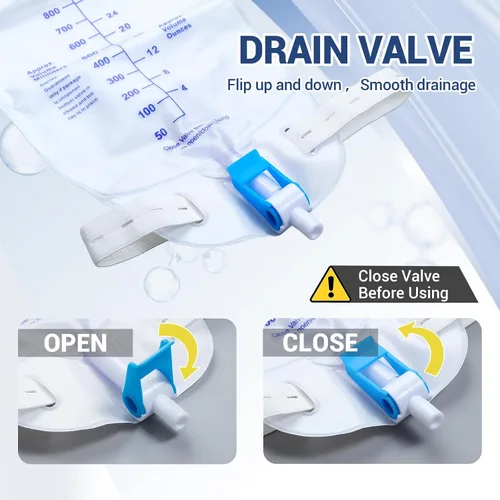 Miniatura 6 de Paquete de 5 bolsas de 33.8 fl oz para piernas de drenaje urinario con correas ajustables para el hombro y tubo flexible de 17.7 pulgadas con diseño