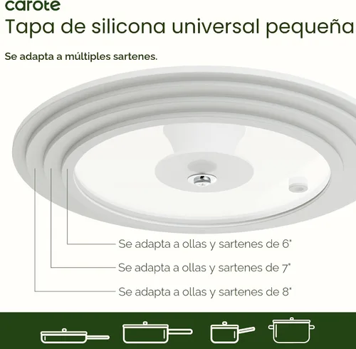 Miniatura 3 de CAROTE 2 piezas de tapa universal de silicona para ollas, sartenes y cacerolas, tapa de olla para 6", 7" 8" y 9.5", 10", 11" de diámetro. Utensilios