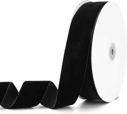 Cinta de terciopelo negro de 1-1/2 pulgadas x 20 yardas, ideal para envolver regalos, hacer lazos para el pelo, coronas, decoración de boda y fiesta