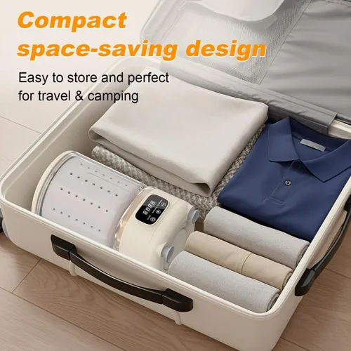 Miniatura 7 de Mini lavadora portátil, 2L USB recargable 3000 mAh con cesta de secado giratorio, 3 modos de limpieza de luz azul, compacta para dormitorio