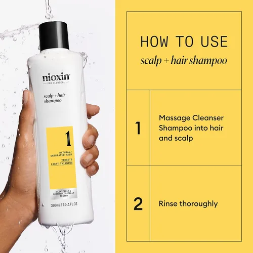 Miniatura 6 de Nioxin System 1 - Champú para el cuero cabelludo + engrosamiento del cabello, para cabello natural con adelgazamiento ligero, fortalece contra