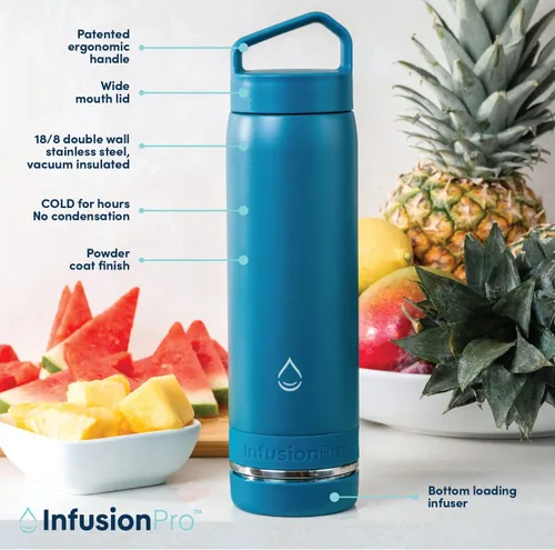 Miniatura 4 de Infusion Pro Botella de agua con infusor de frutas, acero inoxidable aislado al vacío (20 onzas), libro electrónico de recetas de infusión de Lagoon