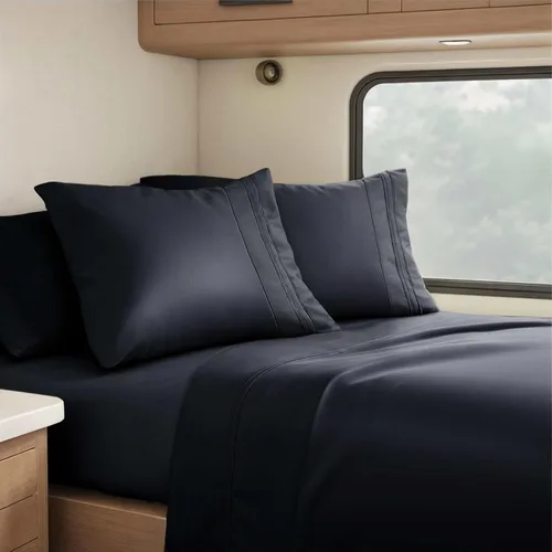 Miniatura 67 de Clara Clark - Juego de sábanas King con Flex Top, 6 piezas - Sábanas de lujo para cama King con cabeza dividida, juego de cama súper suave, King