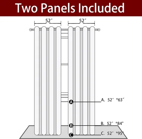 Miniatura 2 de CAROMIO, cortinas de Navidad para sala de estar, juego de 2 paneles, cortinas largas de terciopelo de 63 pulgadas, cortinas decorativas con copos