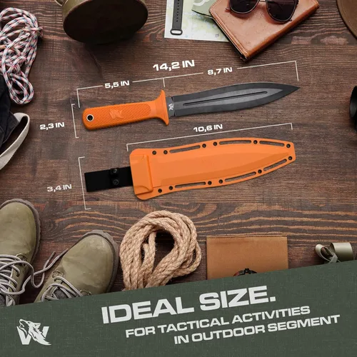 Miniatura 6 de ODENWOLF W-SowCatcher Cuchillo de hoja fija con funda – Cuchillo de caza grande hecho de acero D2 – Cuchillos grandes de hoja fija de doble filo