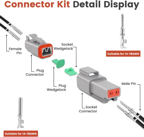 Miniatura 4 de GKG DTK1-1 - Juego de conectores Deutsch de 6 juegos (2/3/4/6/8/12 pines), conectores DT Deutsch impermeables IP68, conectores de cable eléctrico