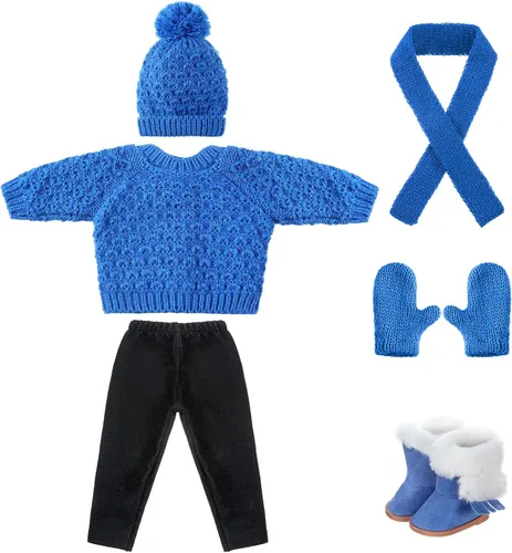 Miniatura 10 de Bencailor 6 Piezas Ropa y Accesorios para Muñecas de 18 Pulgadas de Navidad Conjunto de Atuendos Navideños Suéteres Pantalones Sombreros Zapatos