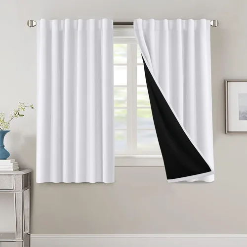 Miniatura 115 de H.VERSAILTEX Cortinas 100% opacas para dormitorio con forro negro, cortinas de oscurecimiento de habitación completa, con aislamiento térmico