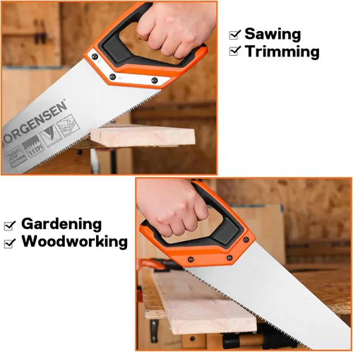 Miniatura 8 de JORGENSEN Sierra de mano Pro de 20 pulgadas, 11 TPI de corte fino ergonómica con mango de aluminio no deslizante por soldadura ultrasónica