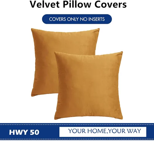 Miniatura 6 de HWY 50 Fundas de Almohadas Decorativas de Terciopelo Naranja 16x16 Pulgadas, Paquete de 2 Suaves Acogedoras Sólidas Decorativas de Otoño de Lujo