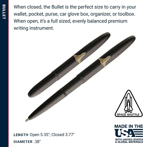 Miniatura 7 de Fisher Space Pen - Bolígrafo con emblema negro mate, bolígrafo presurizado, tamaño compacto, escribe al revés, temperaturas extremas, tinta negra
