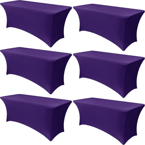 Miniatura 12 de Obstal Paquete de 6 Fundas de Mesa Elásticas de Spandex para Mesas de 6 Pies - Mantel Rectangular Universal Ajustado de 6 Pies Protector para Bodas