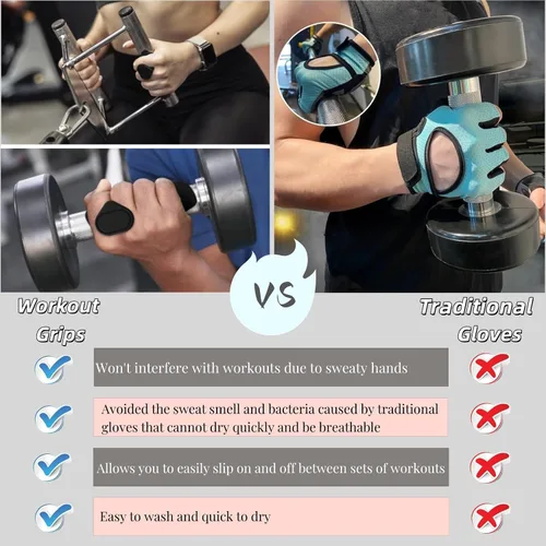 Miniatura 4 de Agarres de entrenamiento antideslizantes, guantes de entrenamiento ergonómicos, agarres de levantamiento de pesas, para hombres y mujeres, Negro