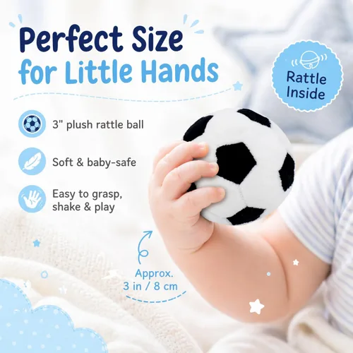 Miniatura 2 de June Garden Mi Primer Béisbol de 2.5 pulgadas - Juguete de Peluche con Sonajero para Bebé - Juguete Deportivo Suave y Seguro para Bebés Niños y Niñas
