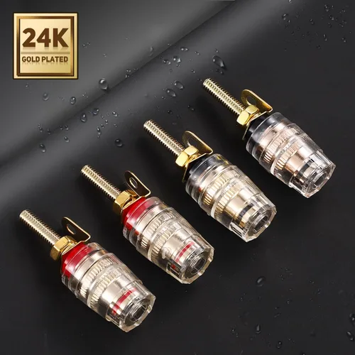 Miniatura 3 de Facmogu 2 pares de mini conectores de plátano chapados en oro con aislamiento de 5 vías de 0.157 in, chapado en oro de 24 quilates, amplificador