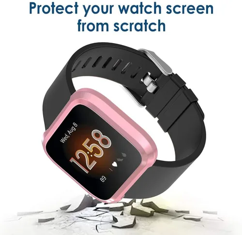 Miniatura 5 de Simpeak Funda protectora de pantalla compatible solo con Fitbit Versa Lite, 5 unidades, protección completa, cubierta de parachoques chapada en TPU