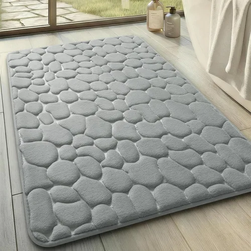 Miniatura 12 de YIHOUSE - Alfombra de espuma viscoelástica para pasillo, alfombras de baño con patrón de adoquín, superabsorbentes, alfombras de baño lavables a