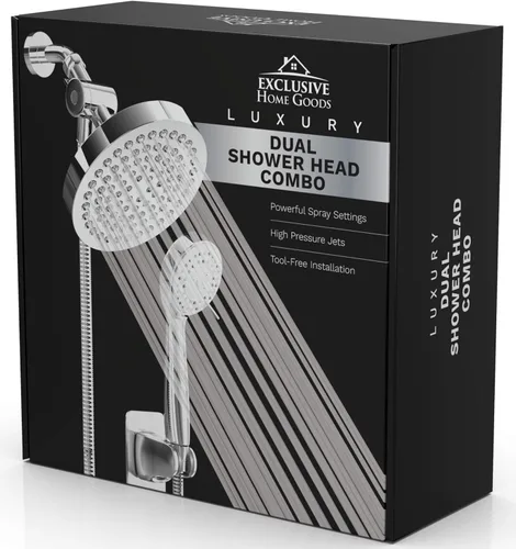 Miniatura 9 de Cabezal de ducha con combinación manual, cabezal de ducha de alta presión tipo lluvia de 6 pulgadas con manguera manual de 70 pulgadas para baño