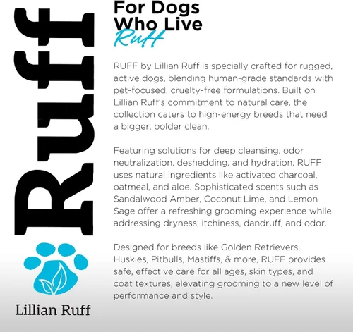 Miniatura 6 de Ruff by Lillian Ruff - Acondicionador de avena de coco y sándalo para perros, hidrata y calma la piel seca con picazón, promueve un pelaje