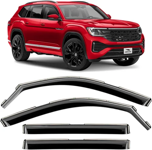 Voron Glass Protectores de lluvia extra duraderos en canal para Volkswagen Atlas 2018-2026, deflectores de ventana, viseras de ventana de