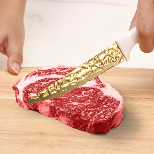 Miniatura 6 de Juego de cuchillos de cocina antiadherentes con bloque de cuchillos, cuchillos dentados, tijeras y afilador, 15 piezas de acero inoxidable