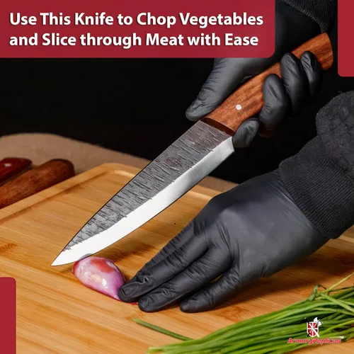Miniatura 4 de Armory Replicas Kiss the Cook Cuchillo de cocina culinario de espiga completa con acabado texturizado de acero al carbono