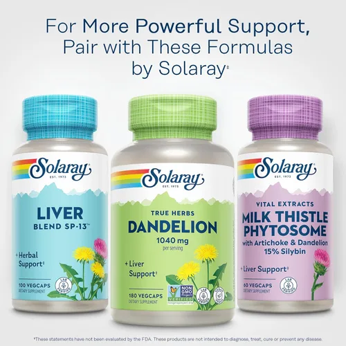 Miniatura 6 de SOLARAY Suplemento de raíz de diente de león, apoyo saludable para los riñones y el hígado, 1,040 mg por porción, vegano, verificado por