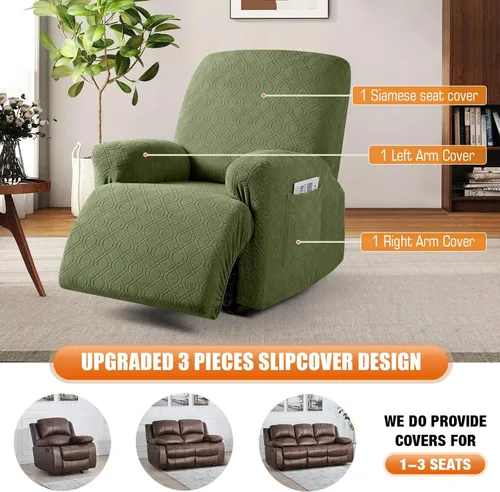 Miniatura 4 de VANSOFY Funda para silla reclinable, 3 piezas elásticas para silla reclinable, funda suave para silla reclinable, protector de muebles para perros