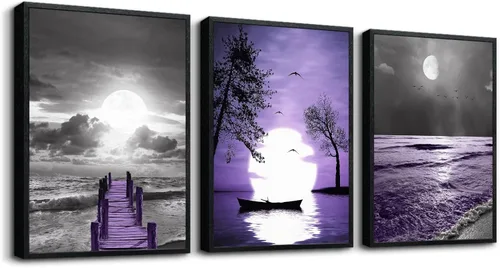 Miniatura 10 de Lienzo con temática de vida oceánica azul, pinturas artísticas de pared para sala de estar, obras de arte de pared, animales marinos, caballo